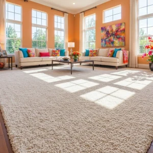 Freshly cleaned carpet in living room