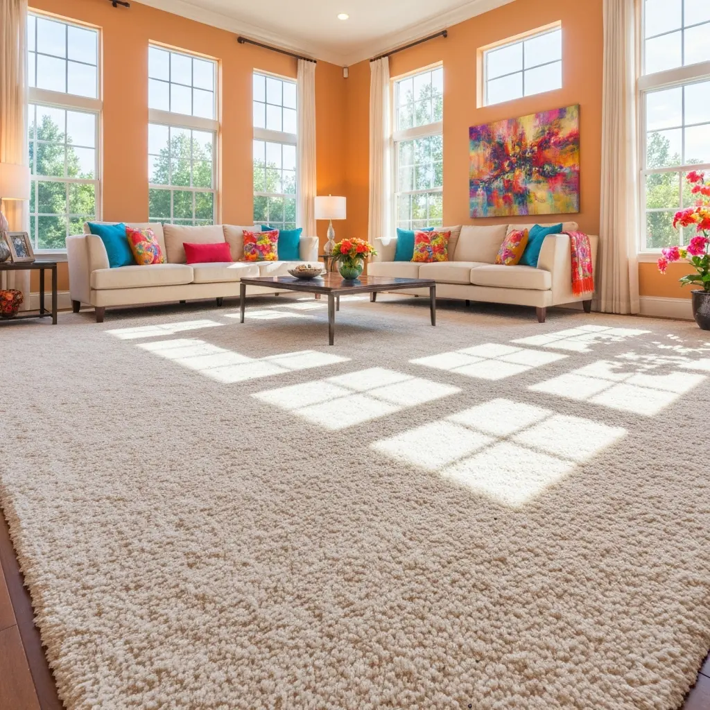 Freshly cleaned carpet in living room