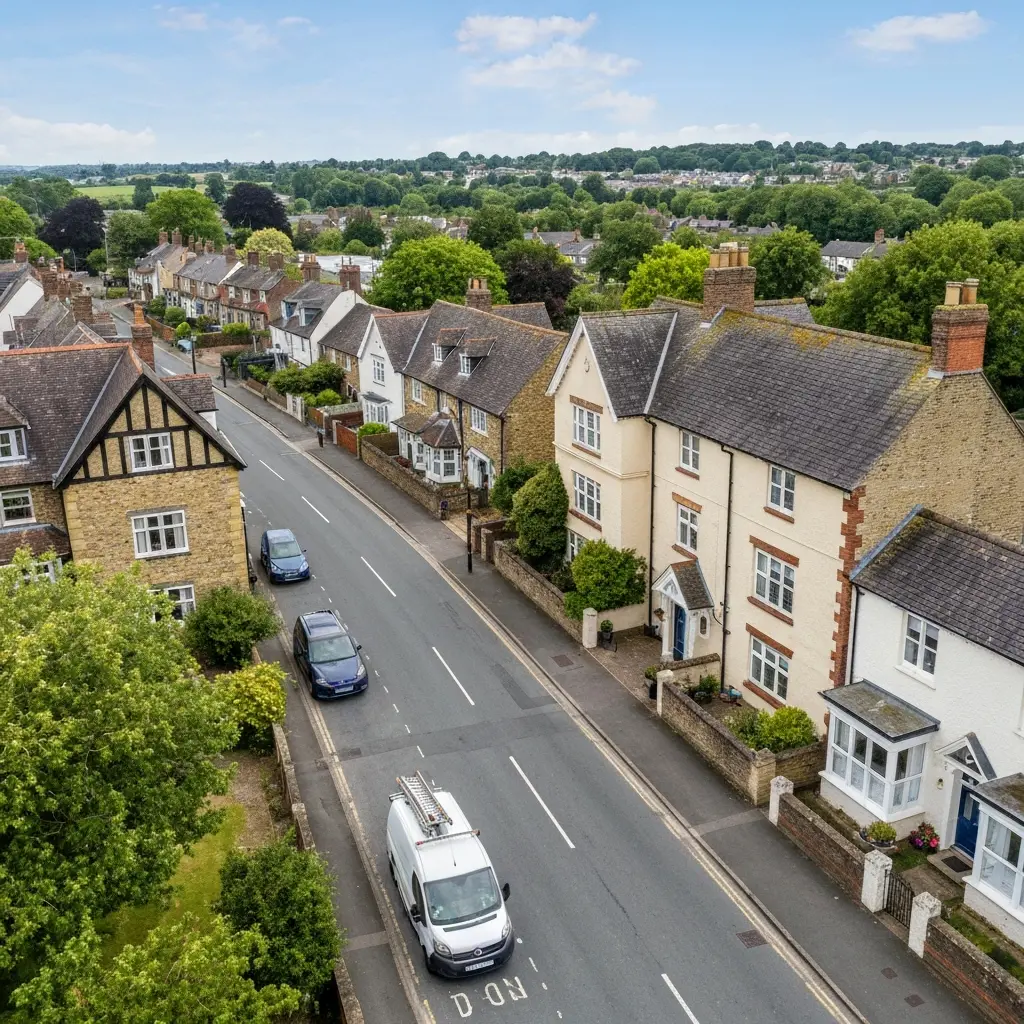 Maidstone street with cleaning van
