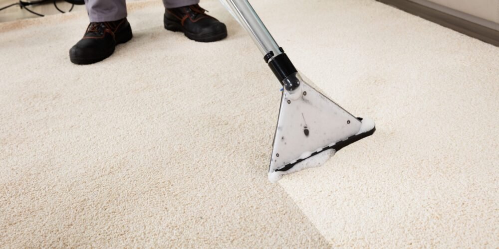 Close-up Of A Person Cleaning Carpet With Vacuum Cleaner